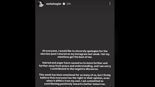 Rachel Zegler's apology post (Image via Instagram / @rachelzegler)