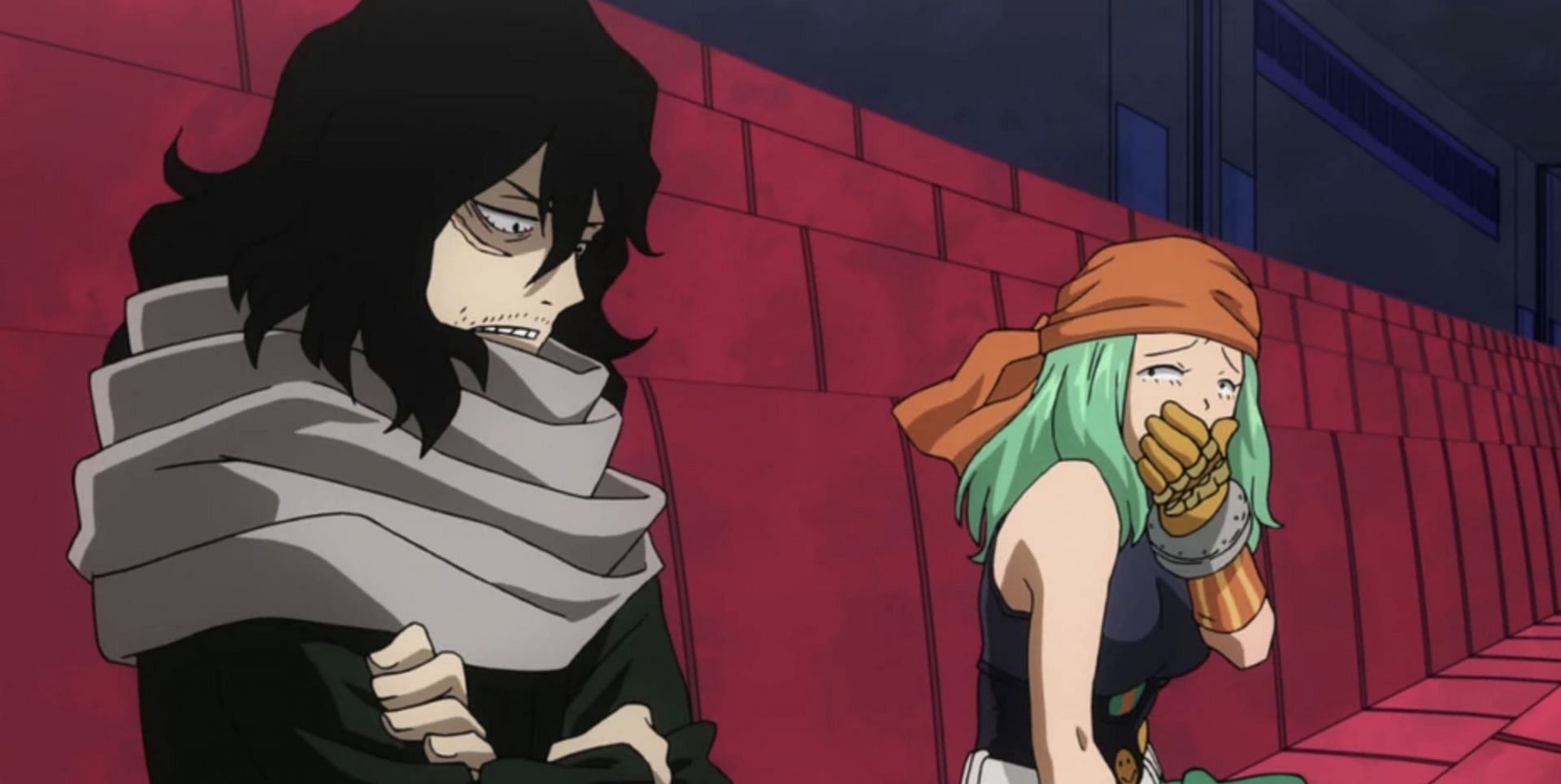 Aizawa and Ms. Joke as seen in anime (Image via Studio Bones)