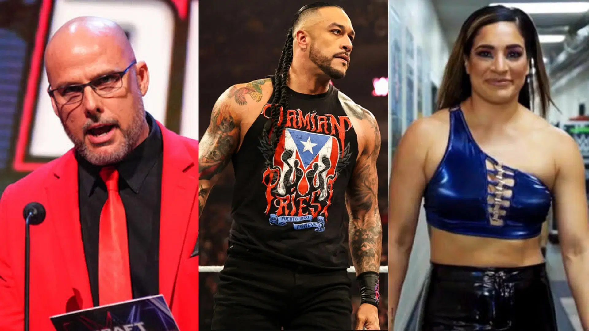 Adam Pearce, Damian Priest, and Raquel Rodriguez (Pictures Courtesy: WWE.com)