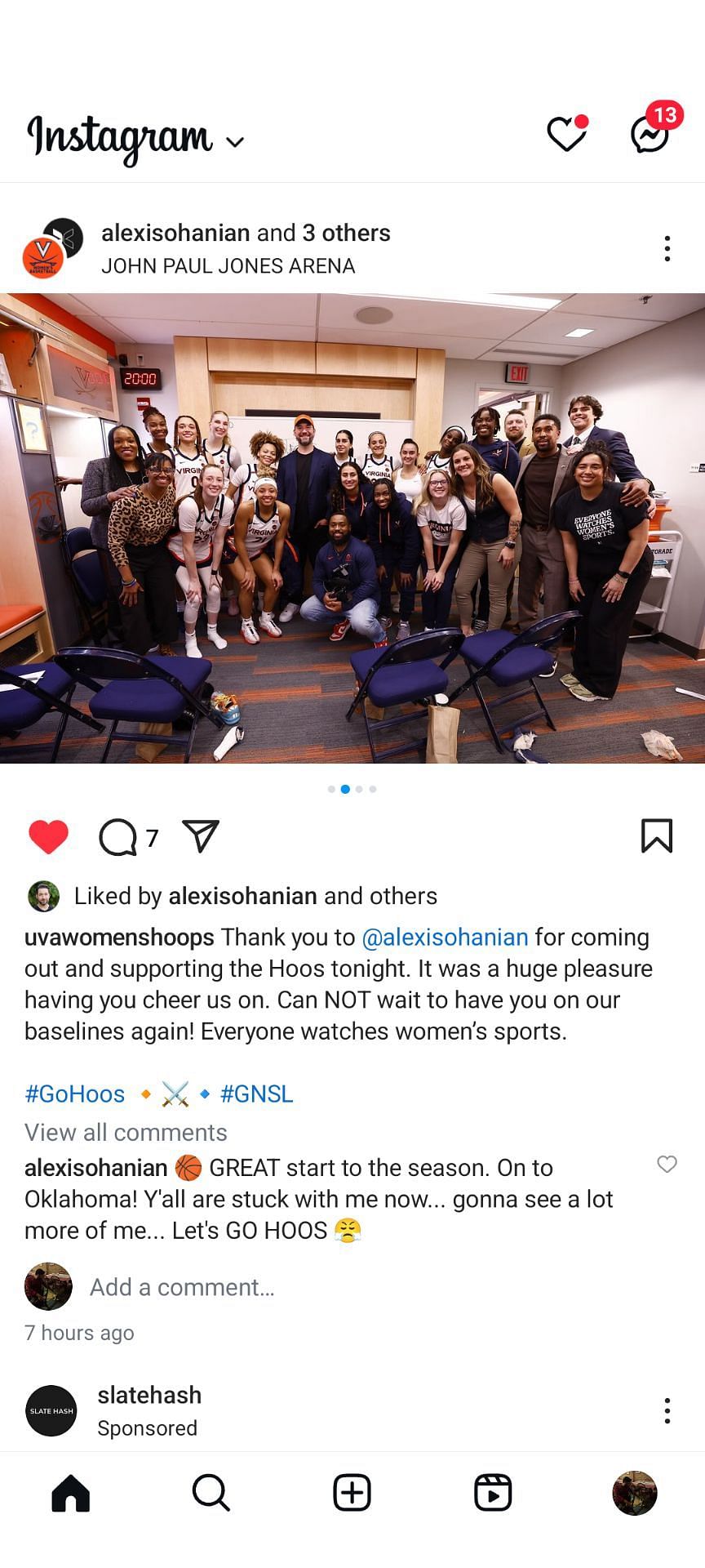 Alexis Ohanian&#039;s comment (Image: Instagram @uvawomenshoops)