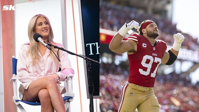 Riley Gaines reacts to Nick Bosa's Trump dance after being fined $11,255 for wearing a MAGA hat