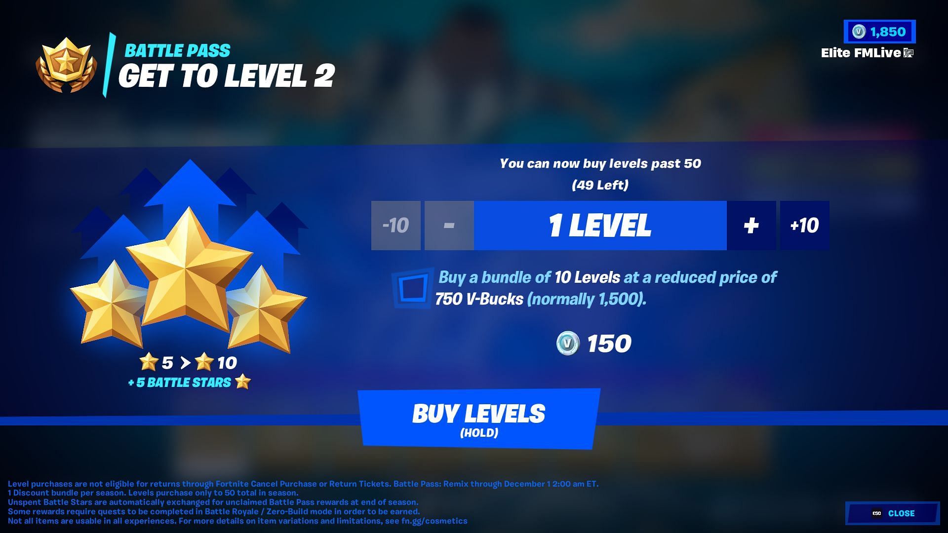 You can buy battle stars from the Battle Pass page (Image via Epic Games)