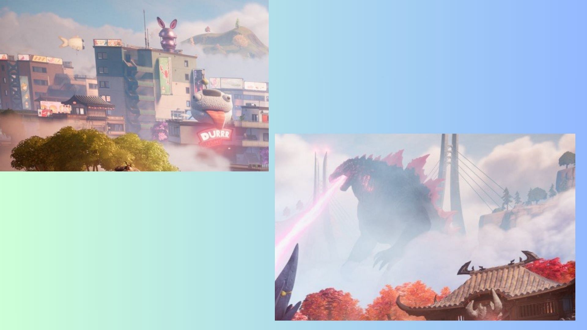 The Fortnite Chapter 6 Season 1 teaser features Godzilla and Durr Sushi (Image via Epic Games)