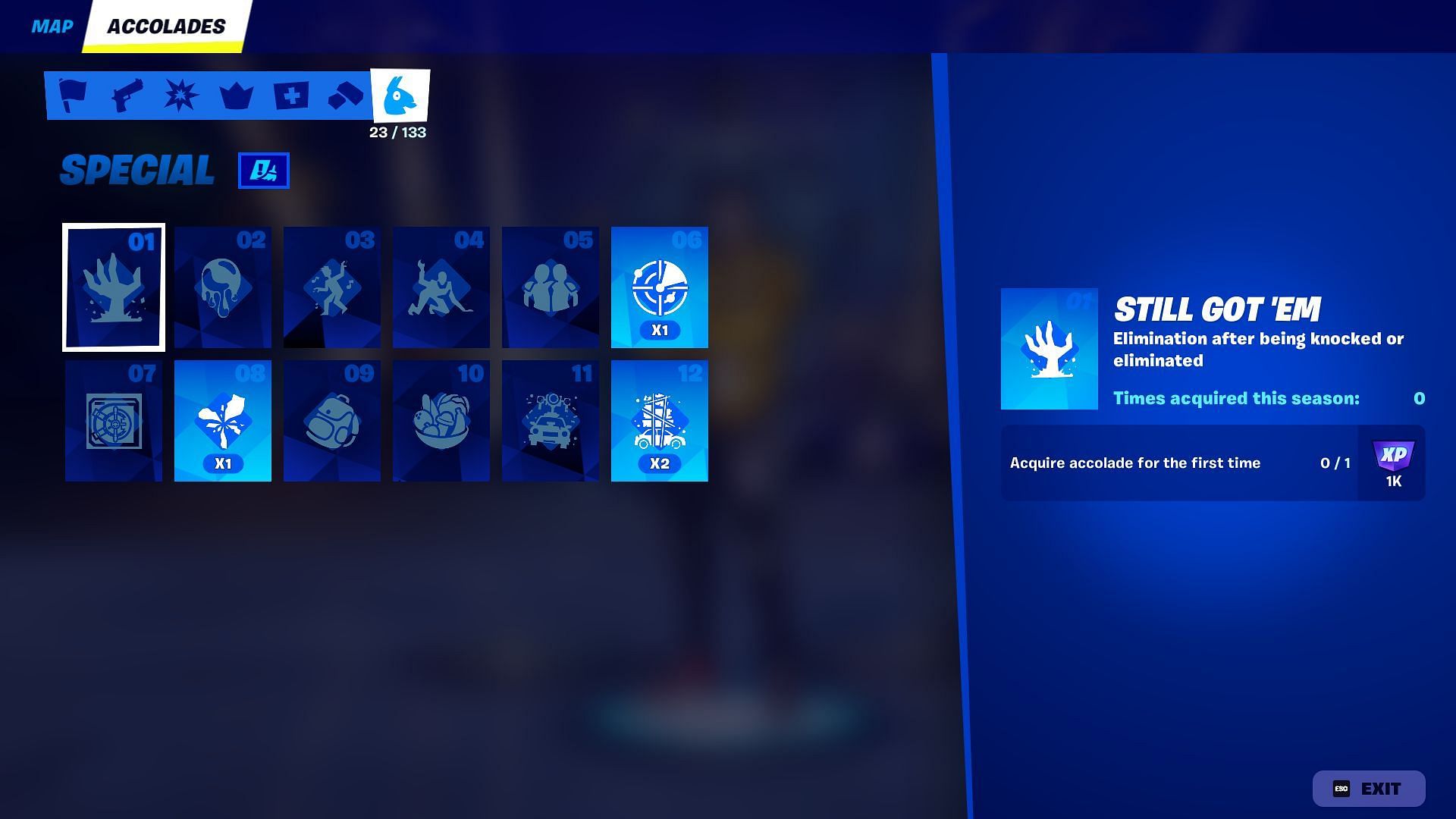 List of all Special Accolades in Fortnite Chapter 2 Remix (Image via Epic Games)