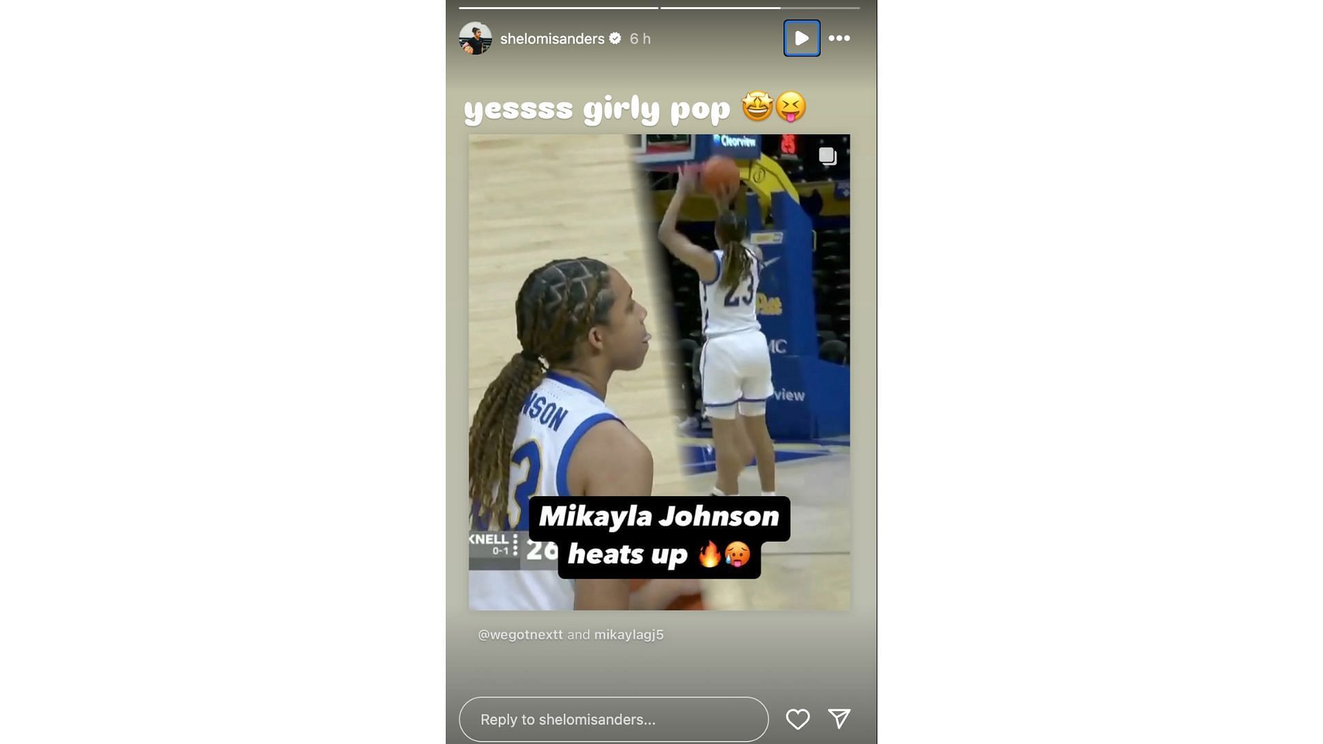 Sanders hypes Johnson (Credit: Instagram/@shelomisanders)