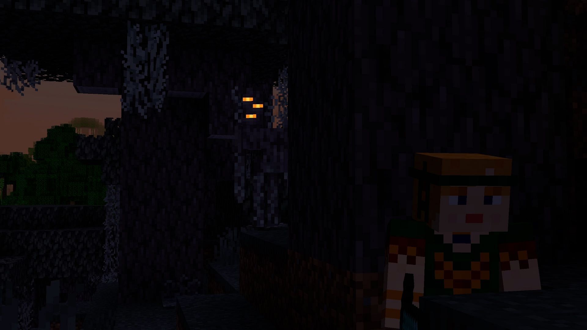 Creaking lurking in shadows (Image via Mojang Studios)