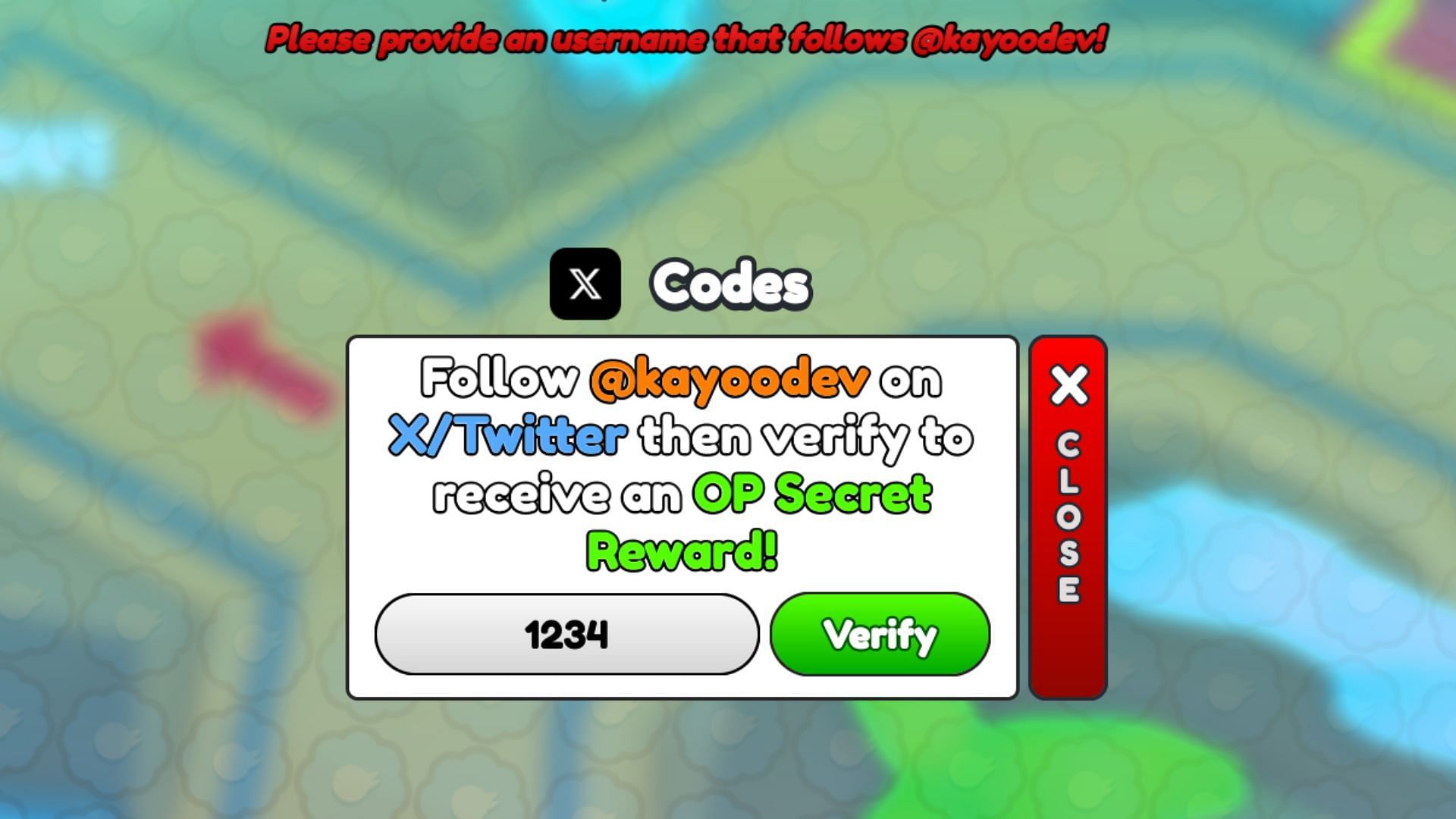 Cross Road Simulator invalid code issue (Image via Roblox)