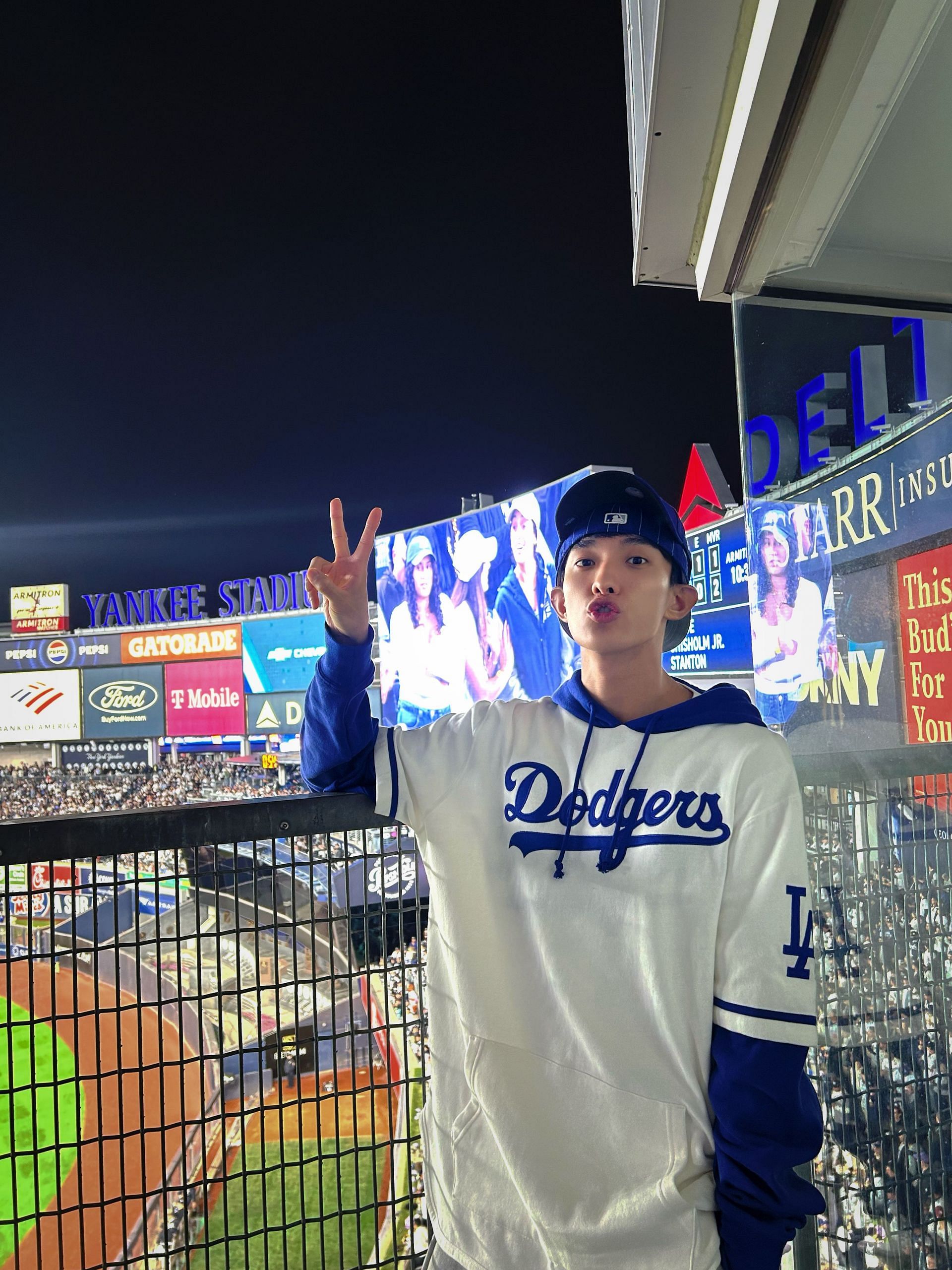 DK poses in the stands at Yankee Stadium (credit: MLB/X)