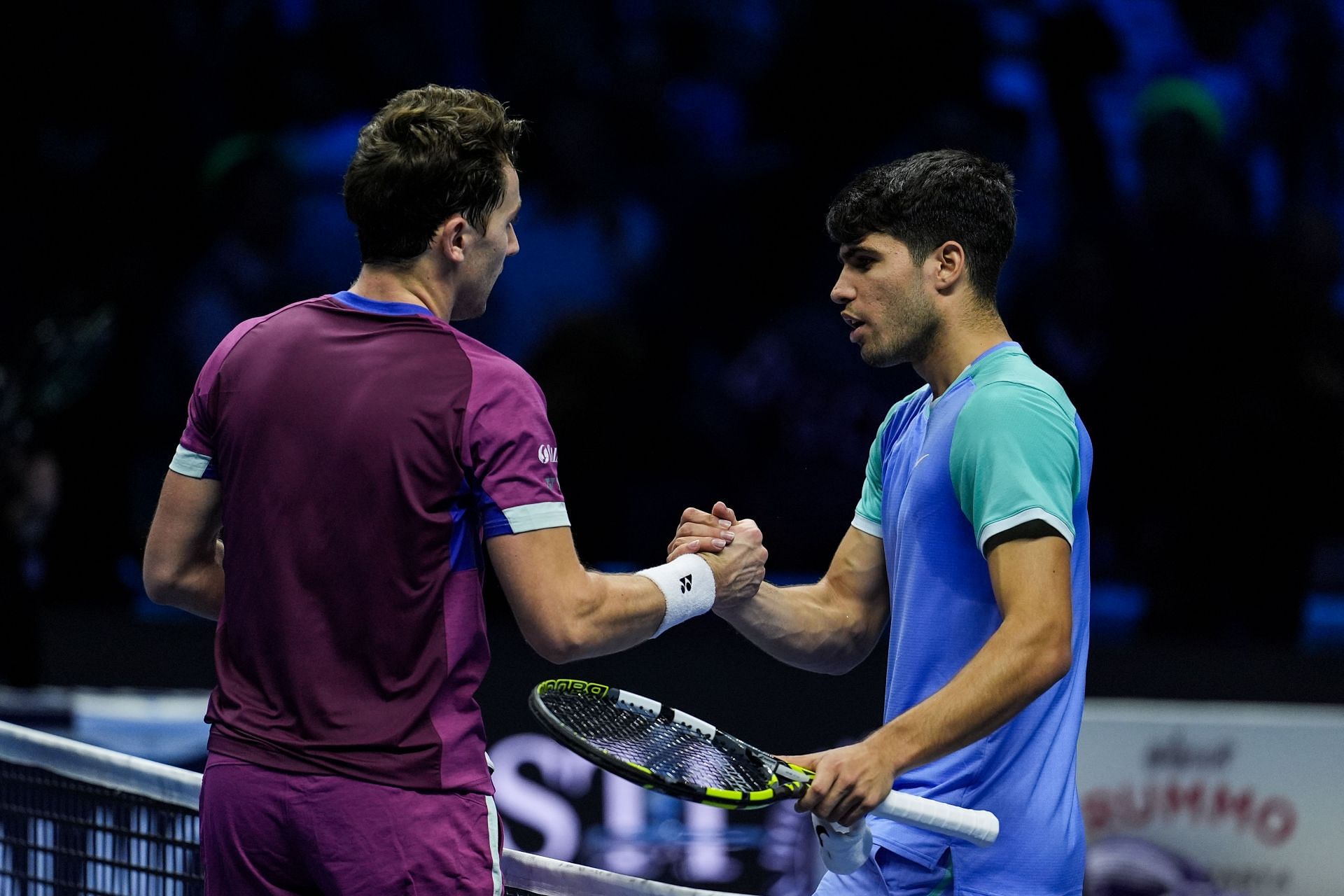 Nitto ATP Finals 2024 - Casper Ruud wins against Carlos Alcaraz in the opening round (Image via Getty)