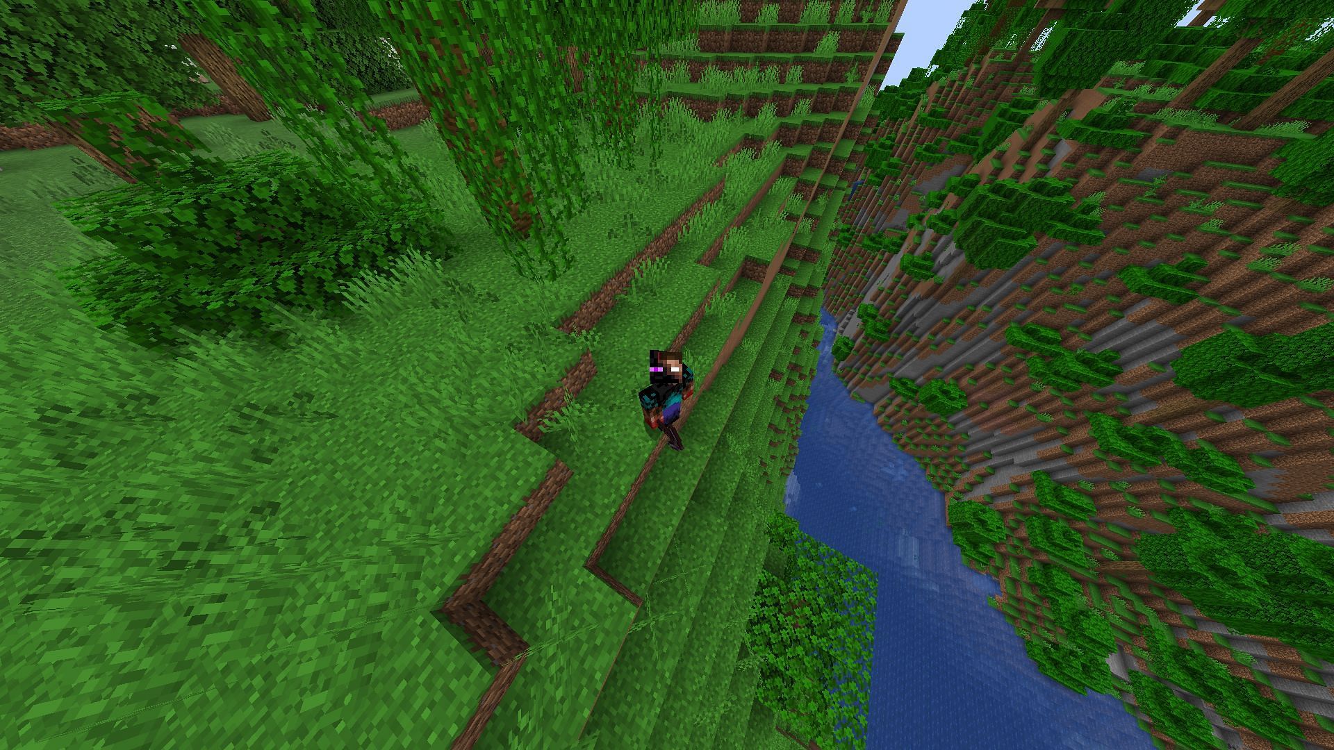 Running and jumping could result in an accidental fall from a high place (Image via Mojang Studios)