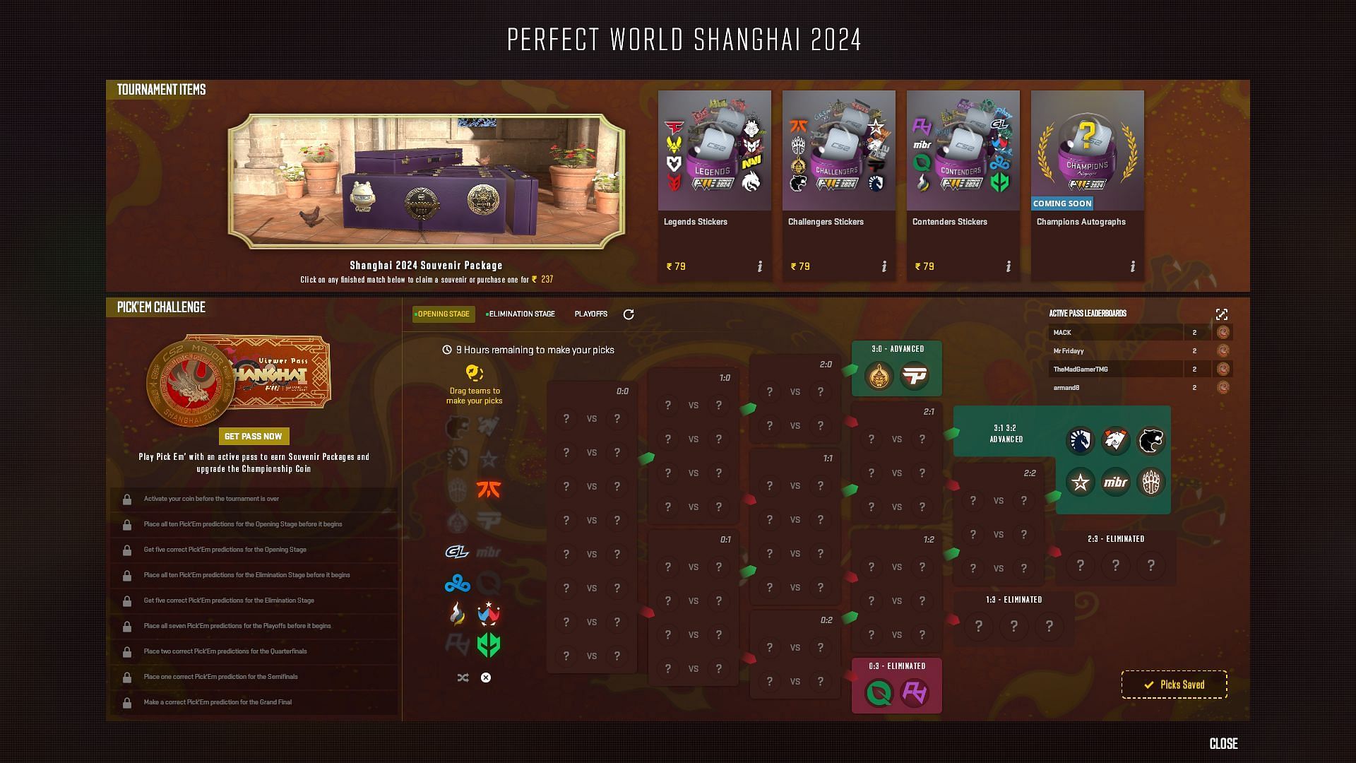 Best CS2 Perfect World Shanghai Major Pick&rsquo;Ems (Image via Valve)