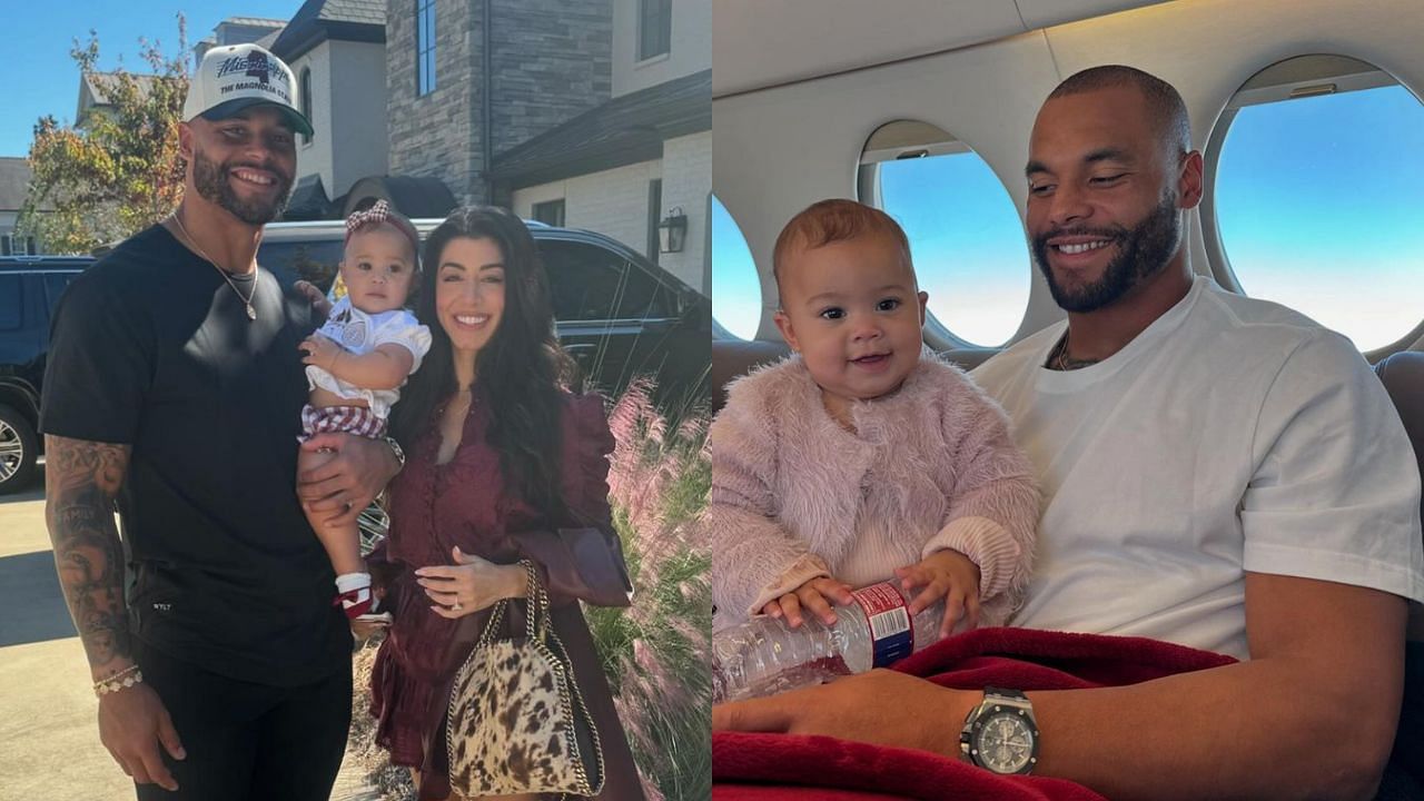 Sarah Jane Ramos reacts to Dak Prescott, MJ Rose embracing before his surgery - images via Getty and Instagram@sarahjane