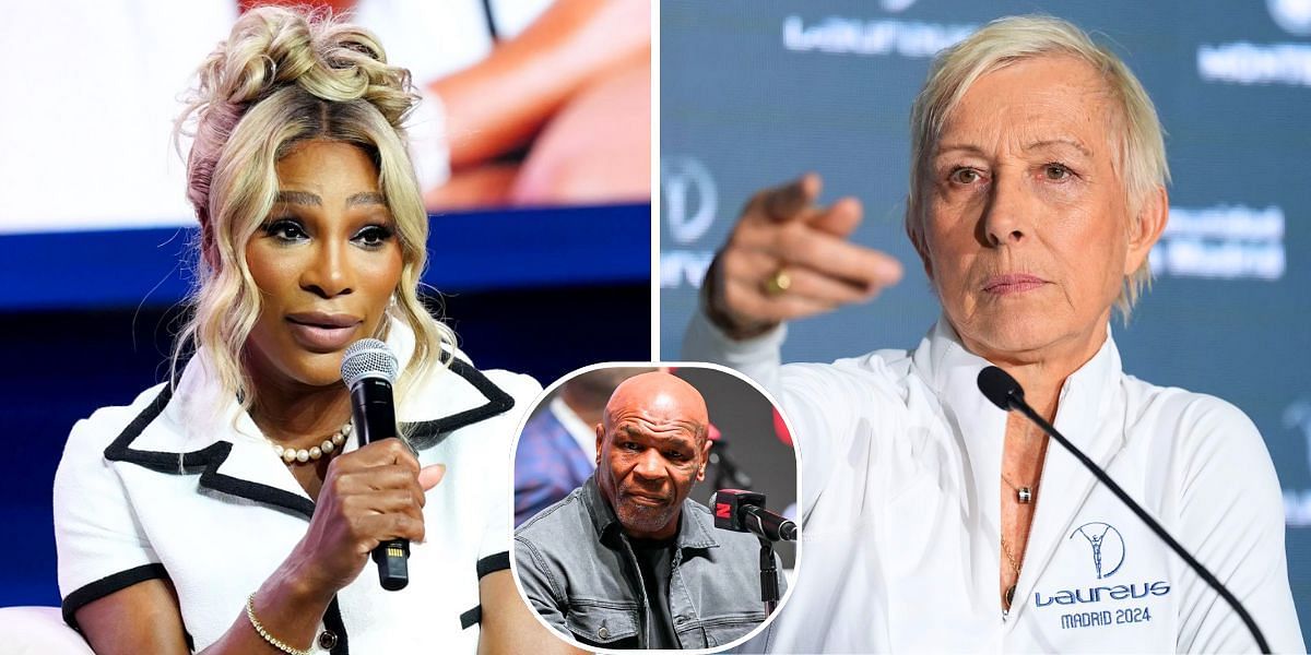 Serena Williams (L), Mike Tyson (inset) and Martina Navratilova (R) (Image Source: Getty)