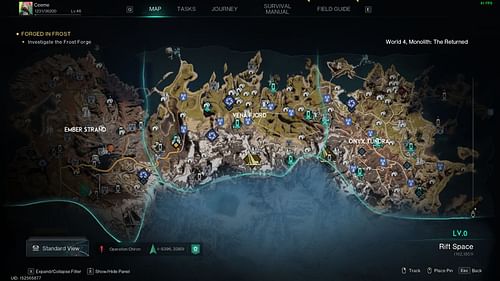 There are multiple Side Quests dotted throughout the three regions in the Way of Winter' map in Once Human (Image via Starry Studio)