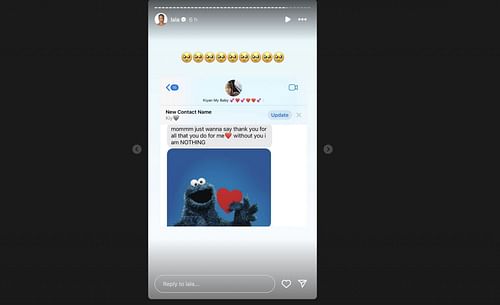 La La Anthony's reaction to Kiyan's text (via @lala on IG)