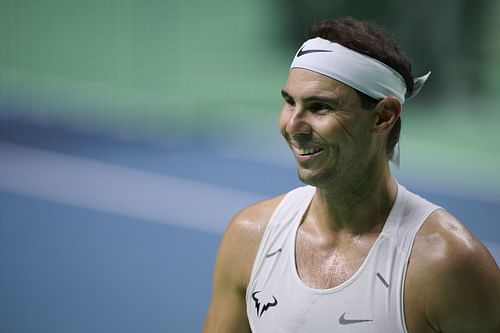 Rafael Nadal during a practice session ahead of the 2024 Davis Cup Finals (Source: Getty)