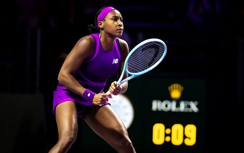 Coco Gauff in action at the 2024 WTA Finals (Picture: Getty)