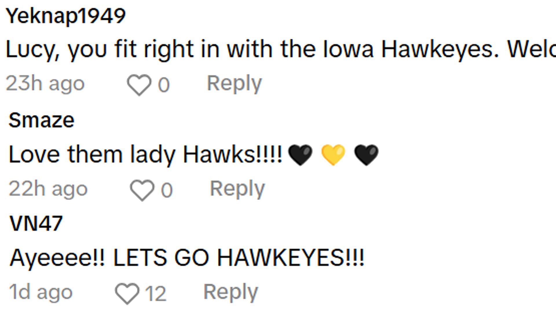 Other fans looked to motivate Olsen and the Hawkeyes ahead of their showdown with the Bulldogs (Image Source: @lucyolsen45/TikTok)