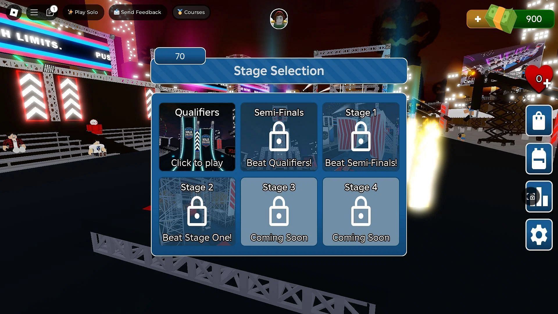 The stage select screen (Image via Roblox)