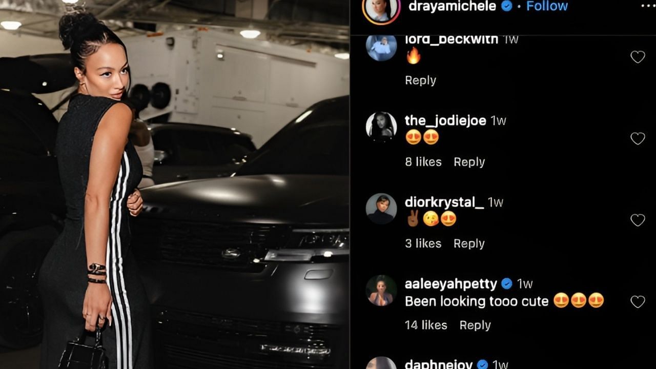 Aaleeyah Petty's comment on Draya Michele's IG post [PIC CREDIT: IG/@drayamichele]