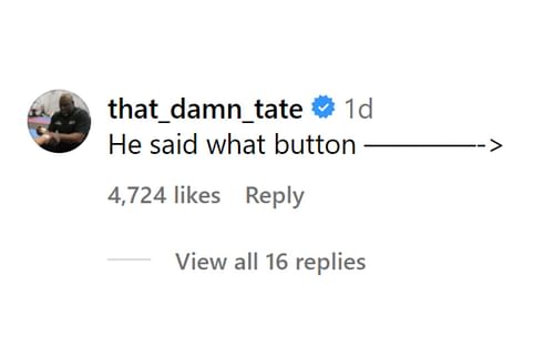 Brad Tate's comment. [Screenshot courtesy: @mmajunkie on Instagram]