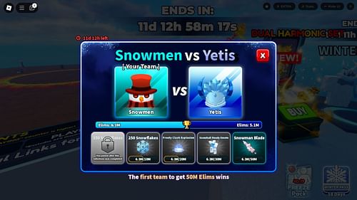 The Snowmen vs Yetis event (Image via Roblox)