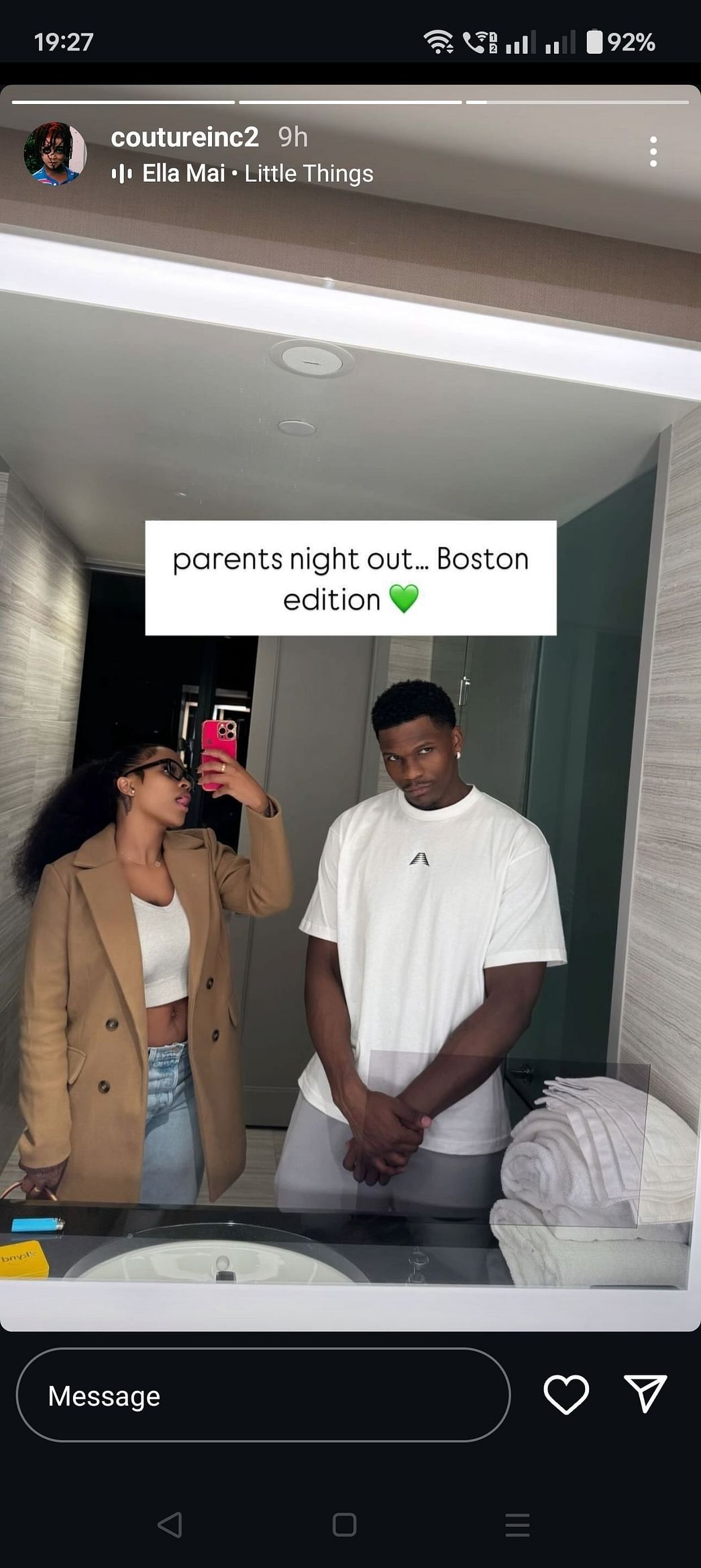 Anthony Edwards' gf Jeanine Robel shares candid "parents night out" snap