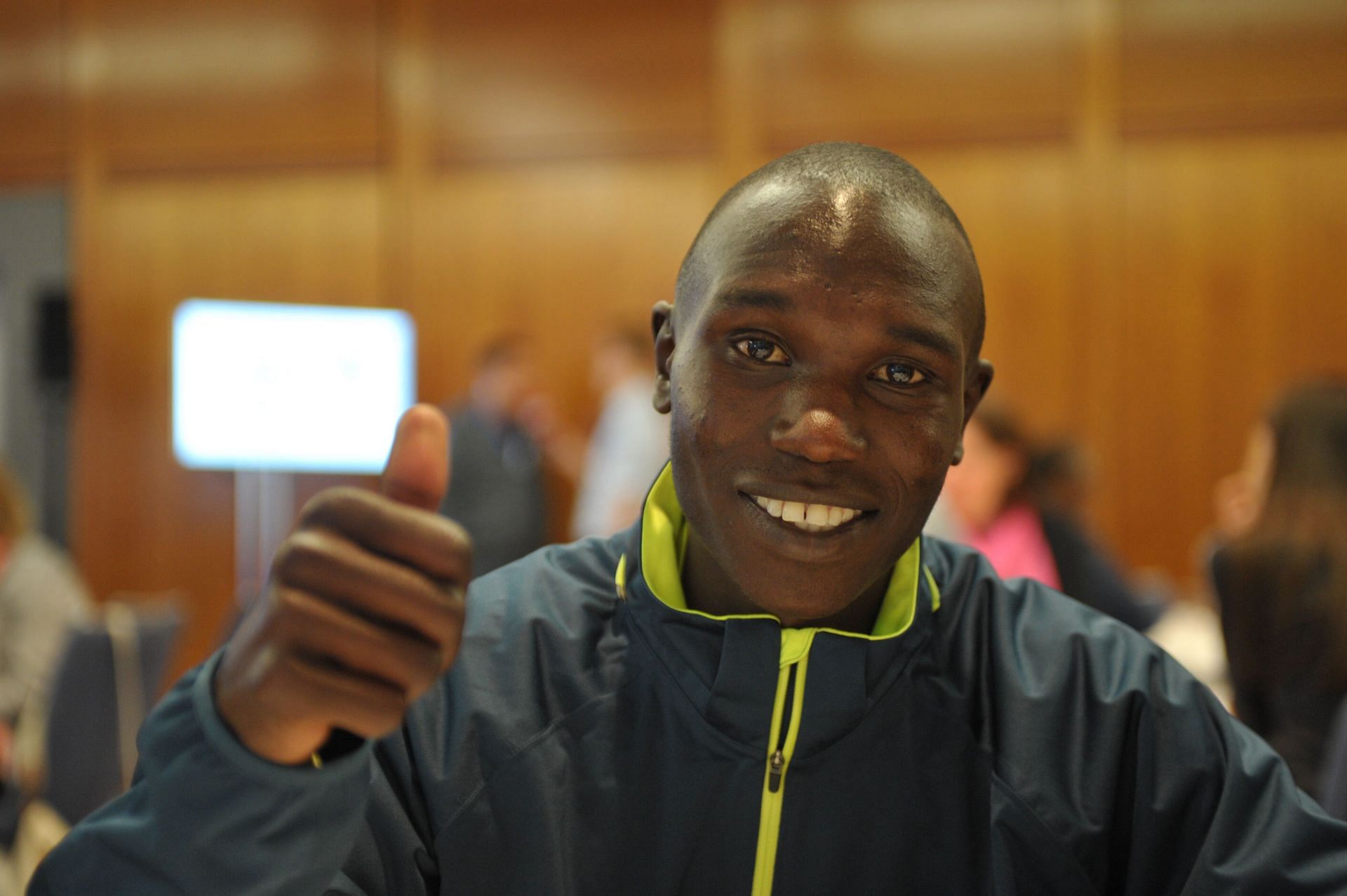 Kamworor during the press conference of the 41st Berlin Marathon (Image via: Getty Images)