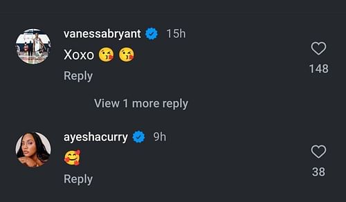 Ayesha Curry and Vanessa Bryant's comments (image credit: instagram/ciara)