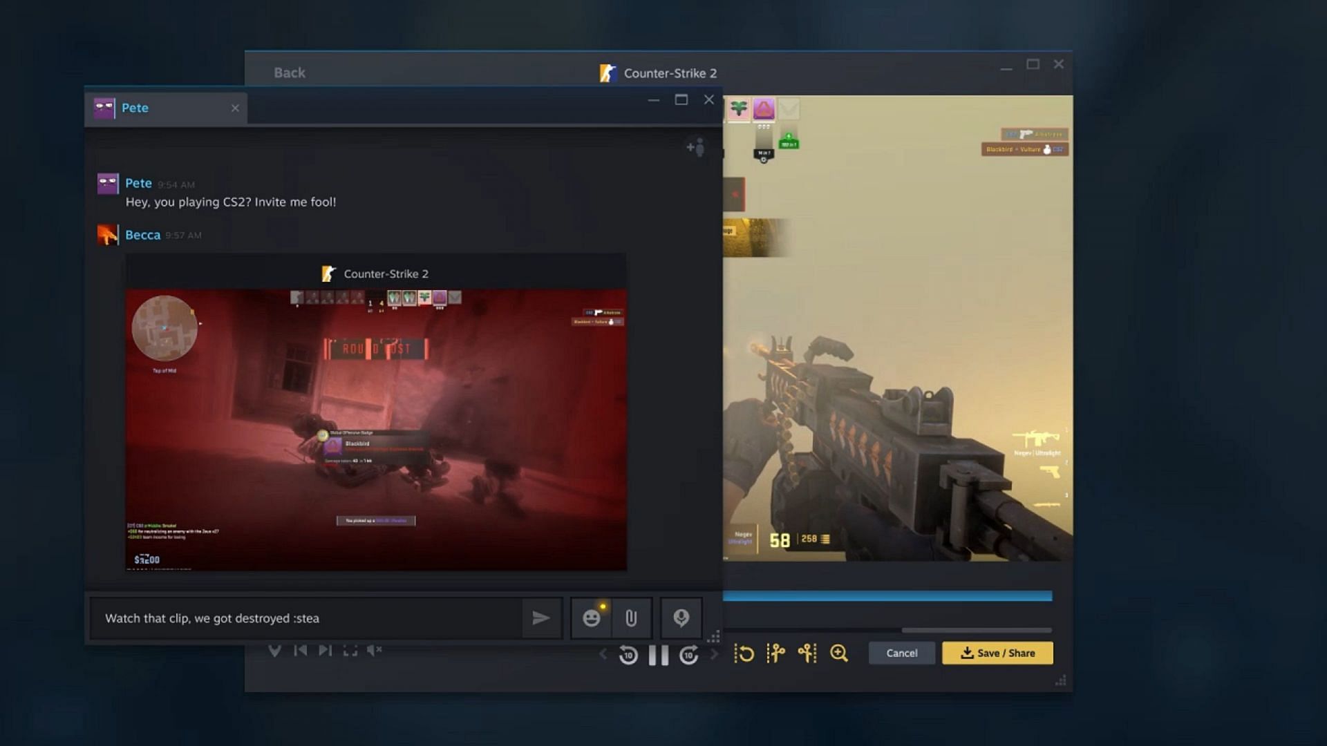 Steam&#039;s new game recorder (Image via Steam)