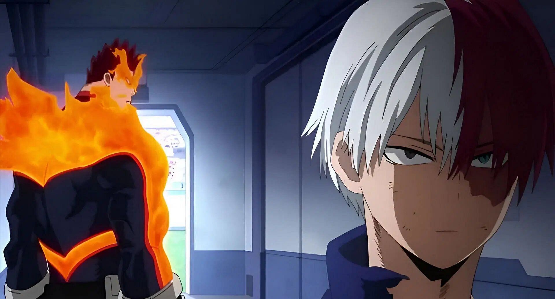 Endeavor and Shoto as seen in the anime (Image via Bones)