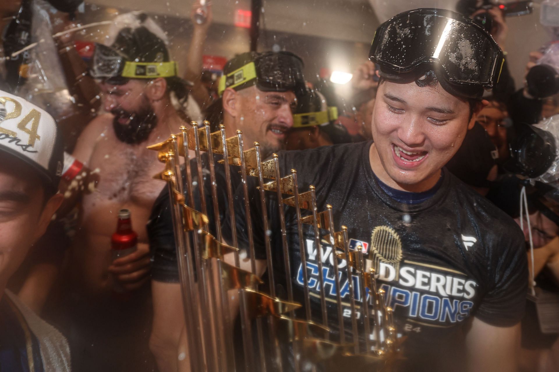 Shohei Ohtani celebrates after winning the World Series. - Source: Getty