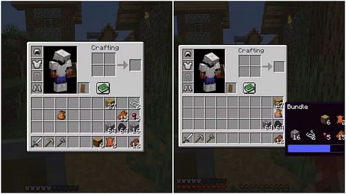 A handful of items can be stored in a bundle to make space in the inventory (Image via Mojang Studios)