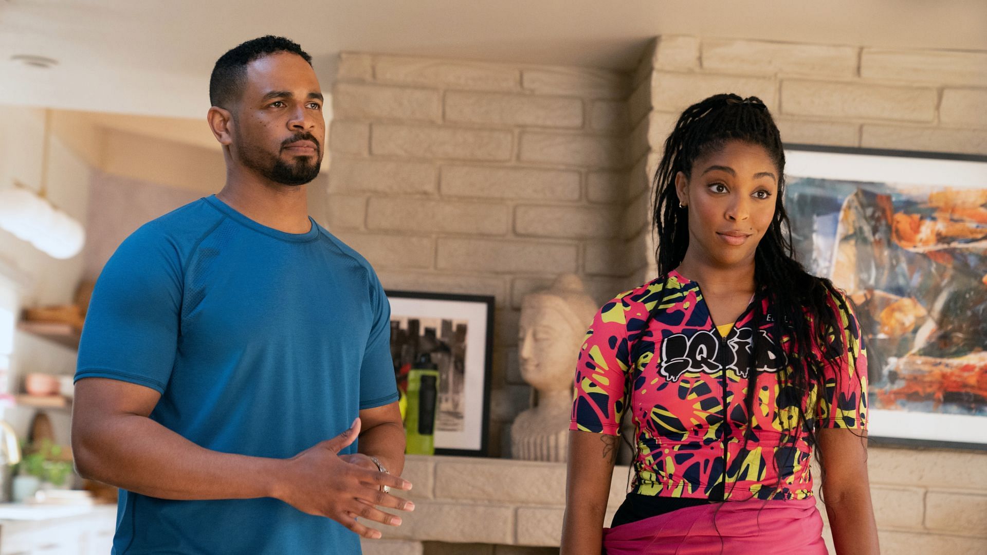 Damon Wayans Jr. and Jessica Williams in Shrinking (Image via Apple TV+)