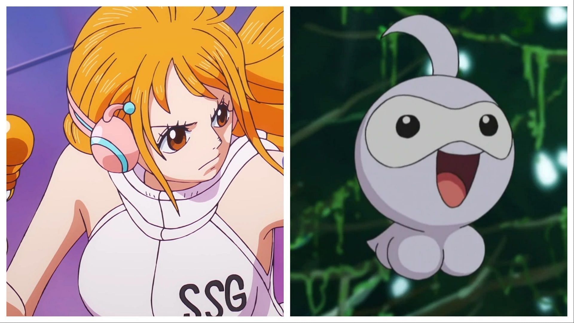 Nami in One Piece and Castform in Pok&eacute;mon (Image via Toei Animation/The Pok&eacute;mon Company)