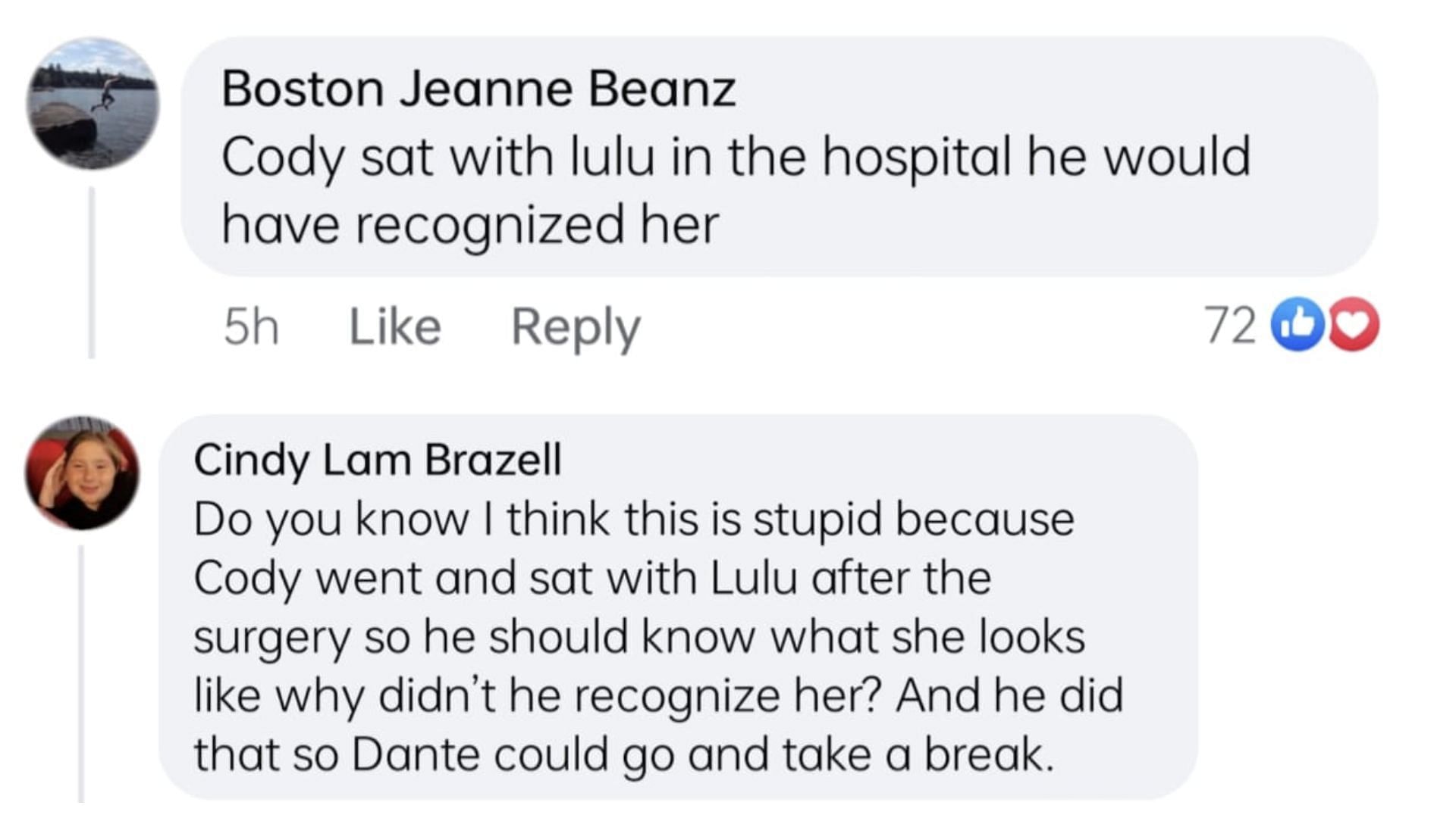 Screenshot of comments (Image via Facebook / General Hospital)