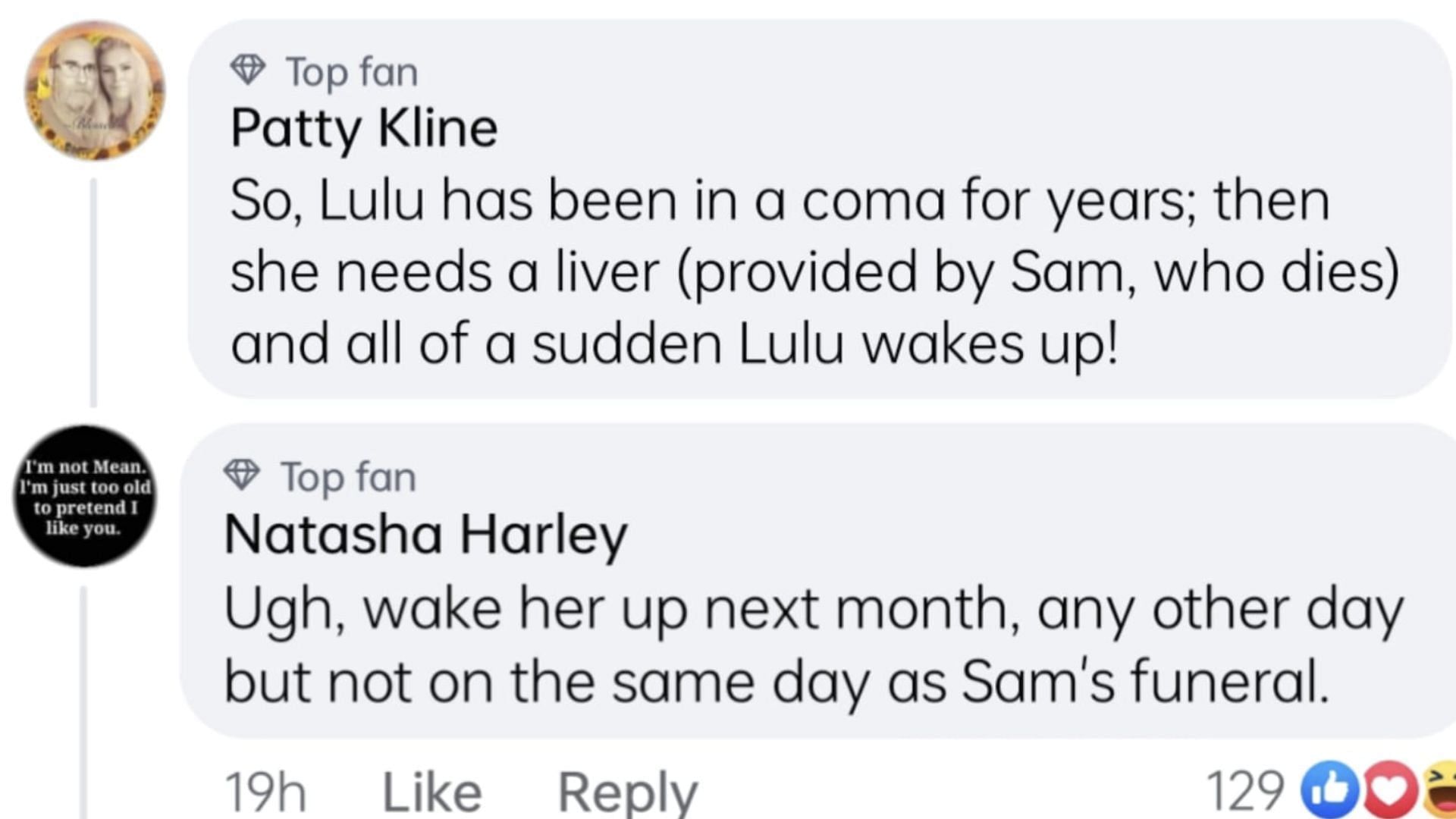 Screenshot of comments (Image via Facebook / General Hospital)