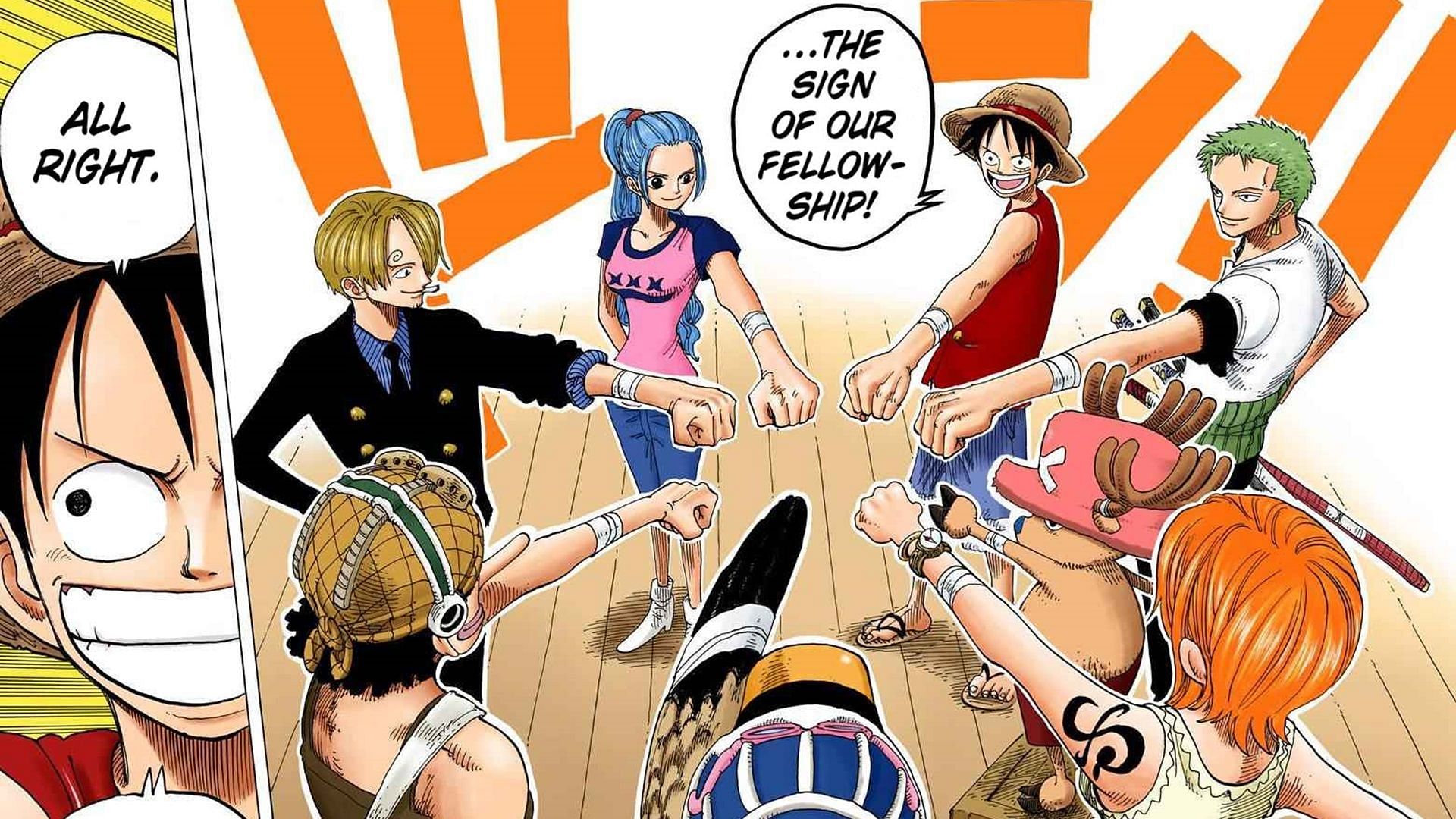 Vivi with the Straw Hat Pirates in the One Piece manga (Image via Shueisha)