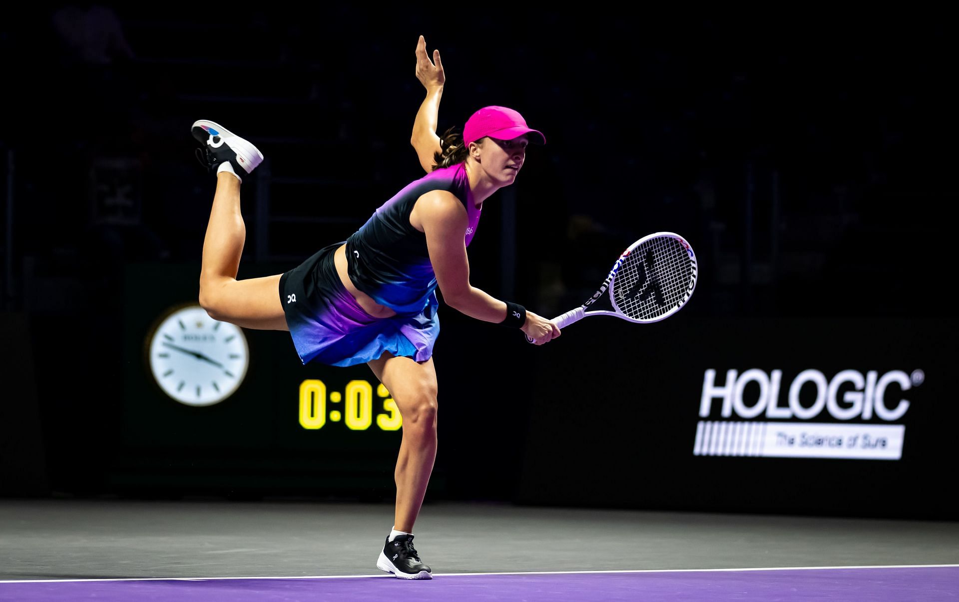 Swiatek in action at the WTA Finals 2024 - Source: Getty