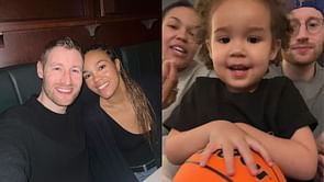 "Poor Mila" - Napheesa Collier's husband Alex Bazzell comically reacts to daughter falling for 'give me my money' prank