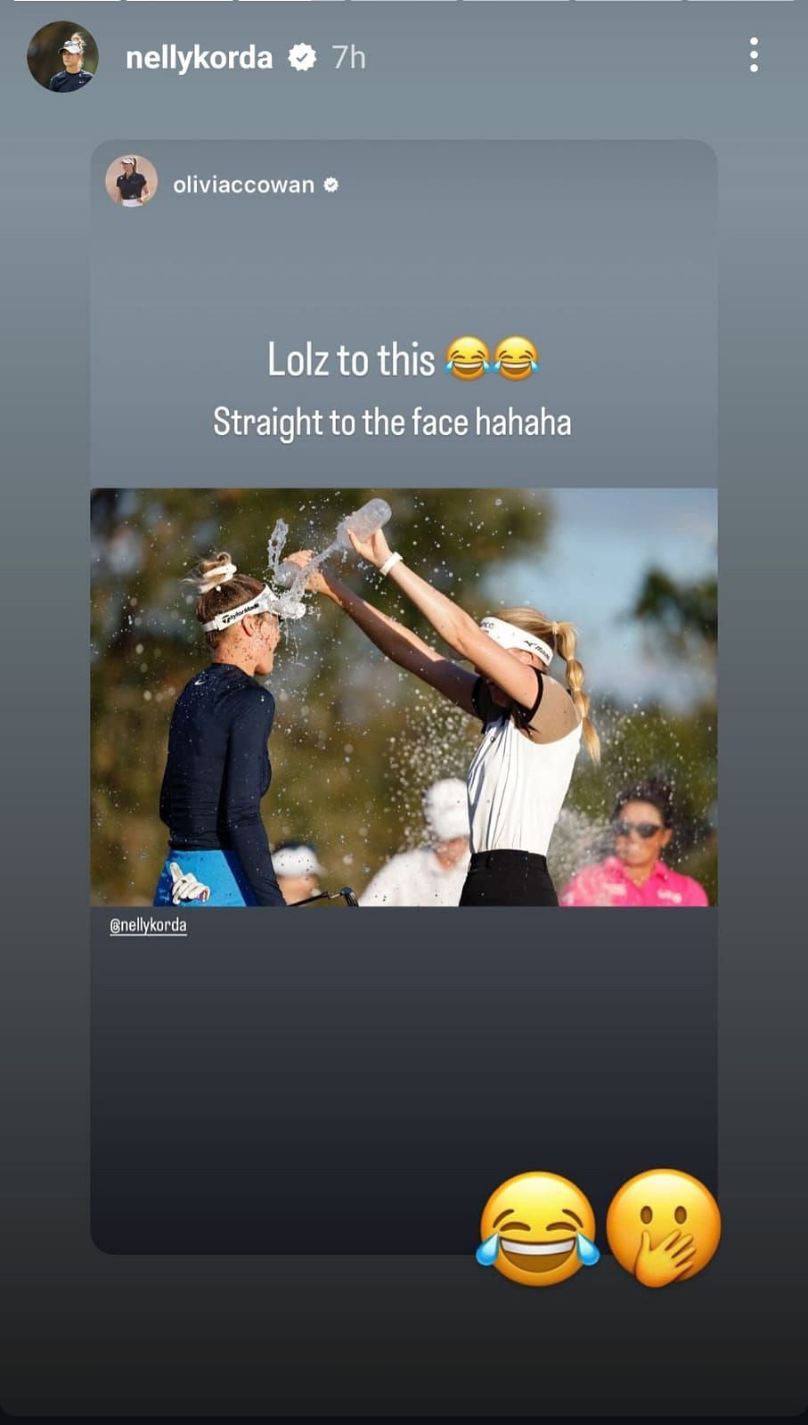 Still from Nelly Korda&#039;s Instagram story/@nellykorda