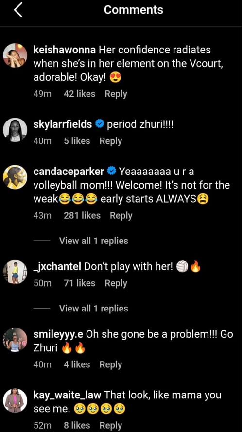 Candace Parker's comment on Savannah James' IG post [Credit: IG/@ mrs_savannahrj]