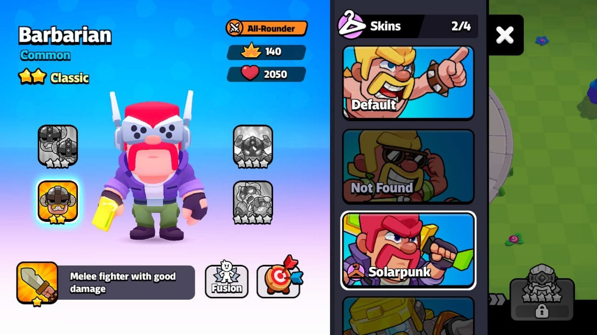 The Solarpunk Barbarian skin in Squad Busters (Image via Supercell)