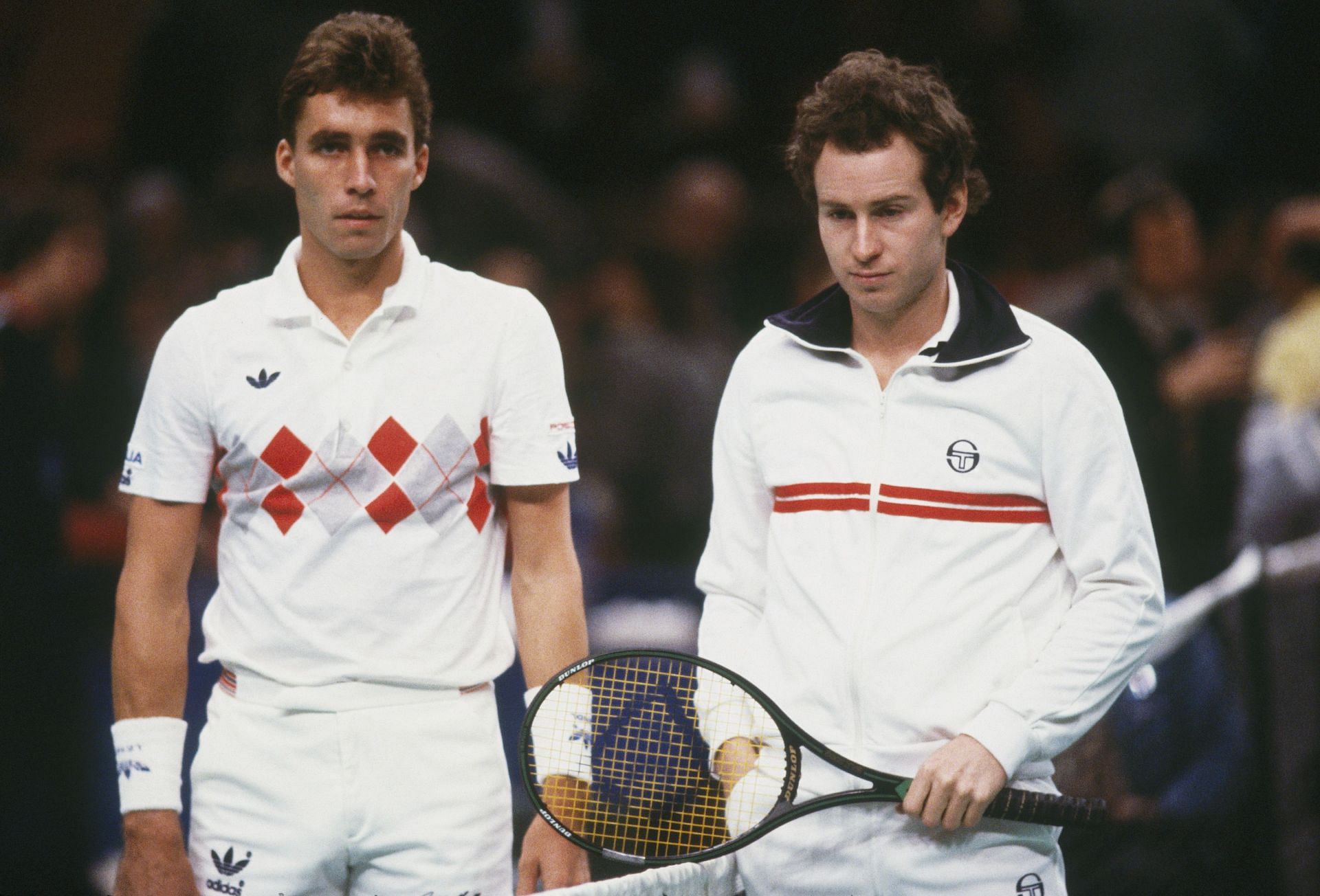 Volvo Masters Singles Championship Series - Ivan Lendl (L) with rival and opponent John McEnroe ahead of the match (Source: Getty)