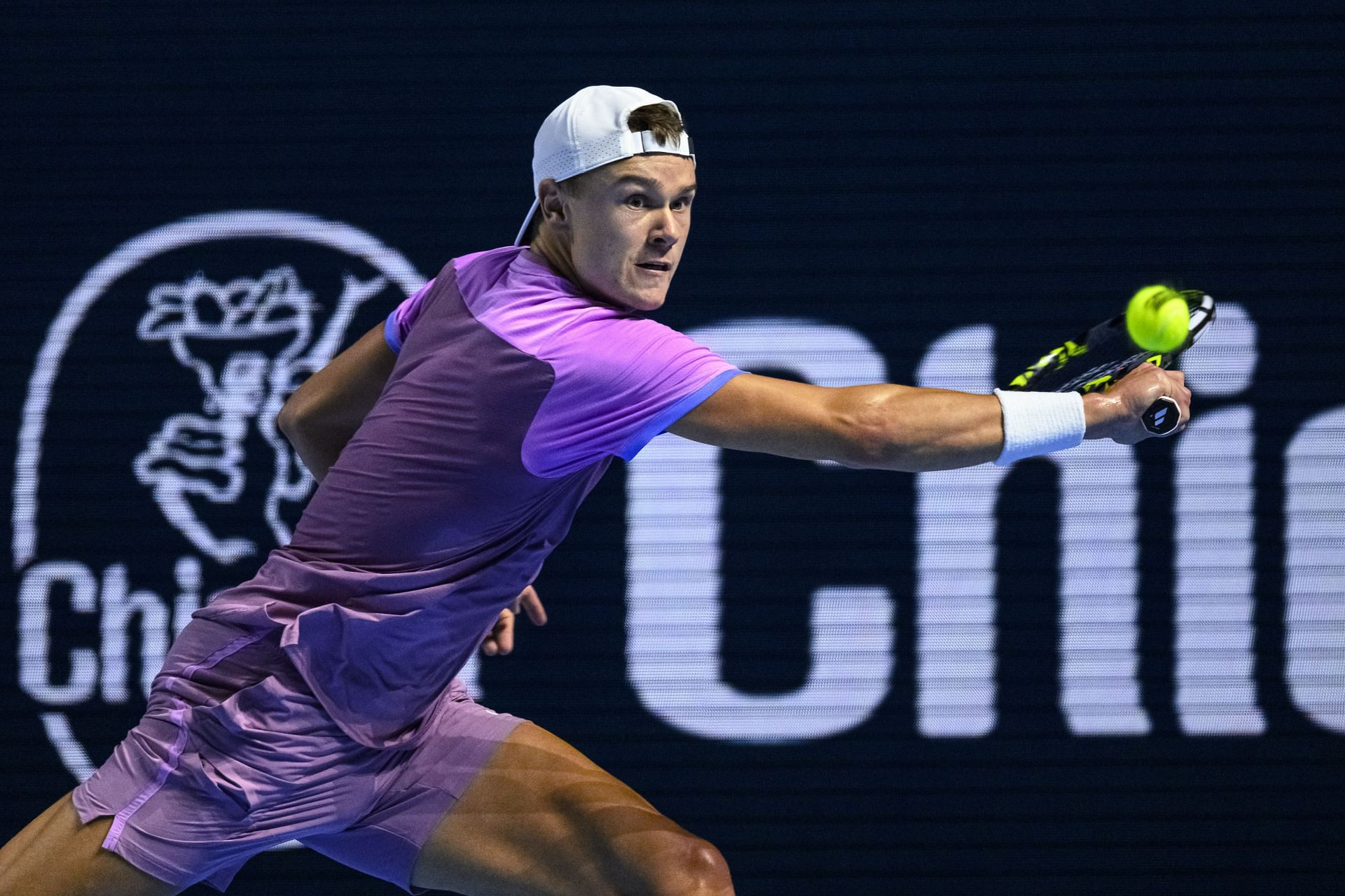 Holger Rune in action at the 2024 Swiss Indoors in Basel (Picture: Getty)