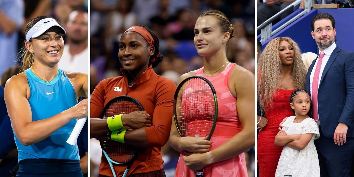 (Left to Right) Paula Badosa, Coco Gauff, Aryna Sabalenka, Serena Williams and family (Image source: Getty)