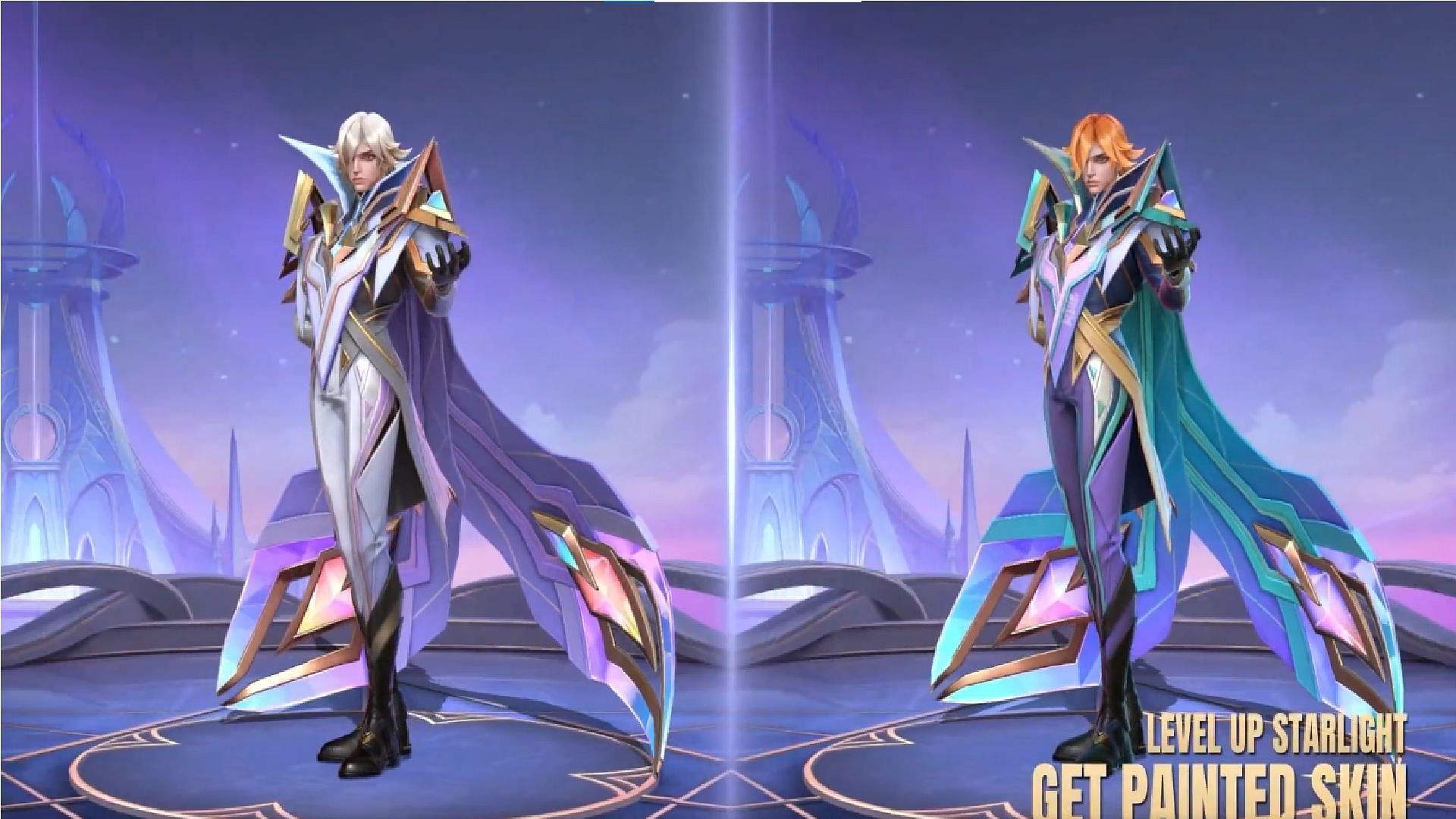 Comparison between the two variants of Xavier &quot;Hardlight Artificer&quot; skin (Image via Moonton games)