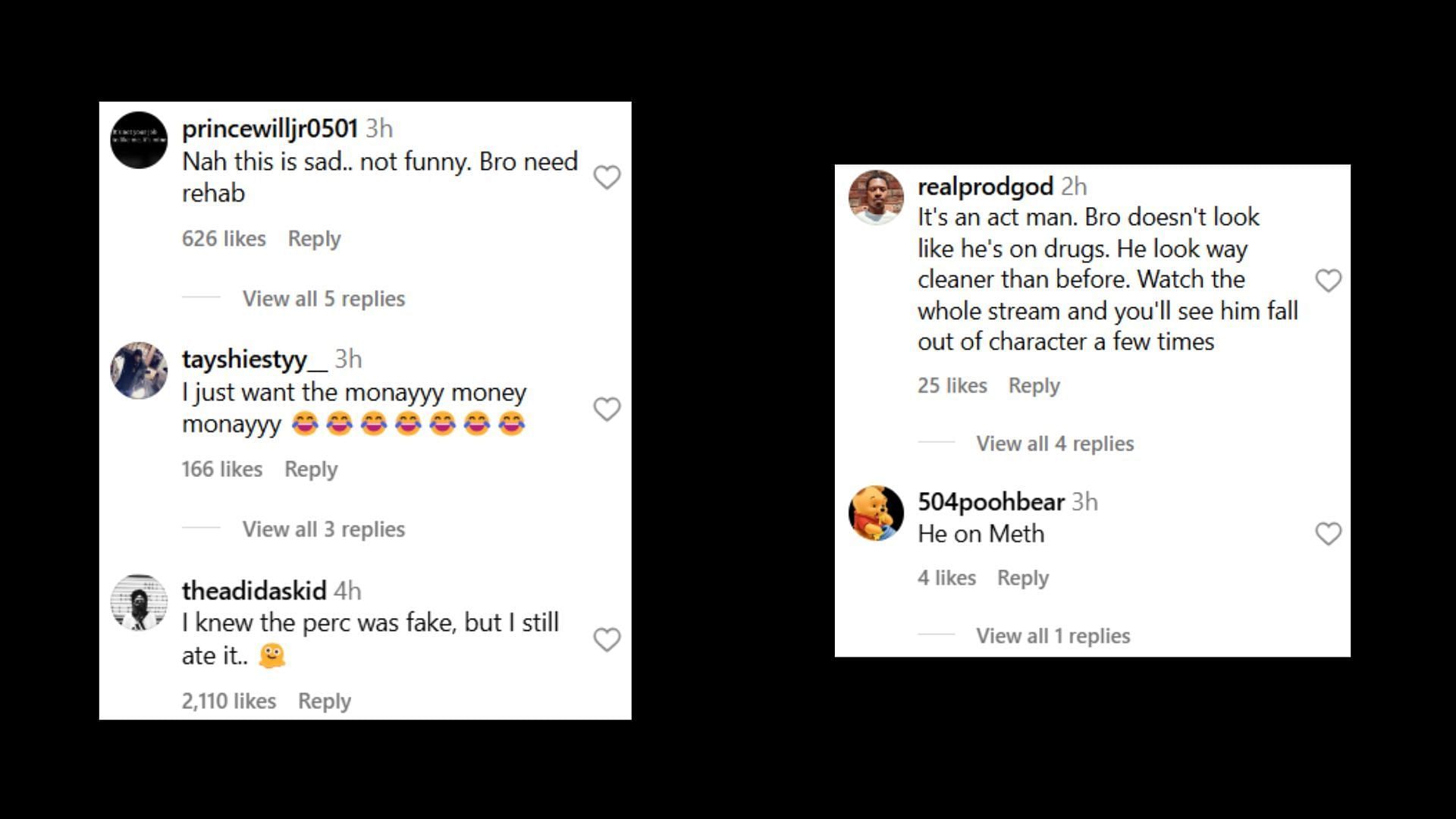 Online reactions (Images via Instagram/akademiks)