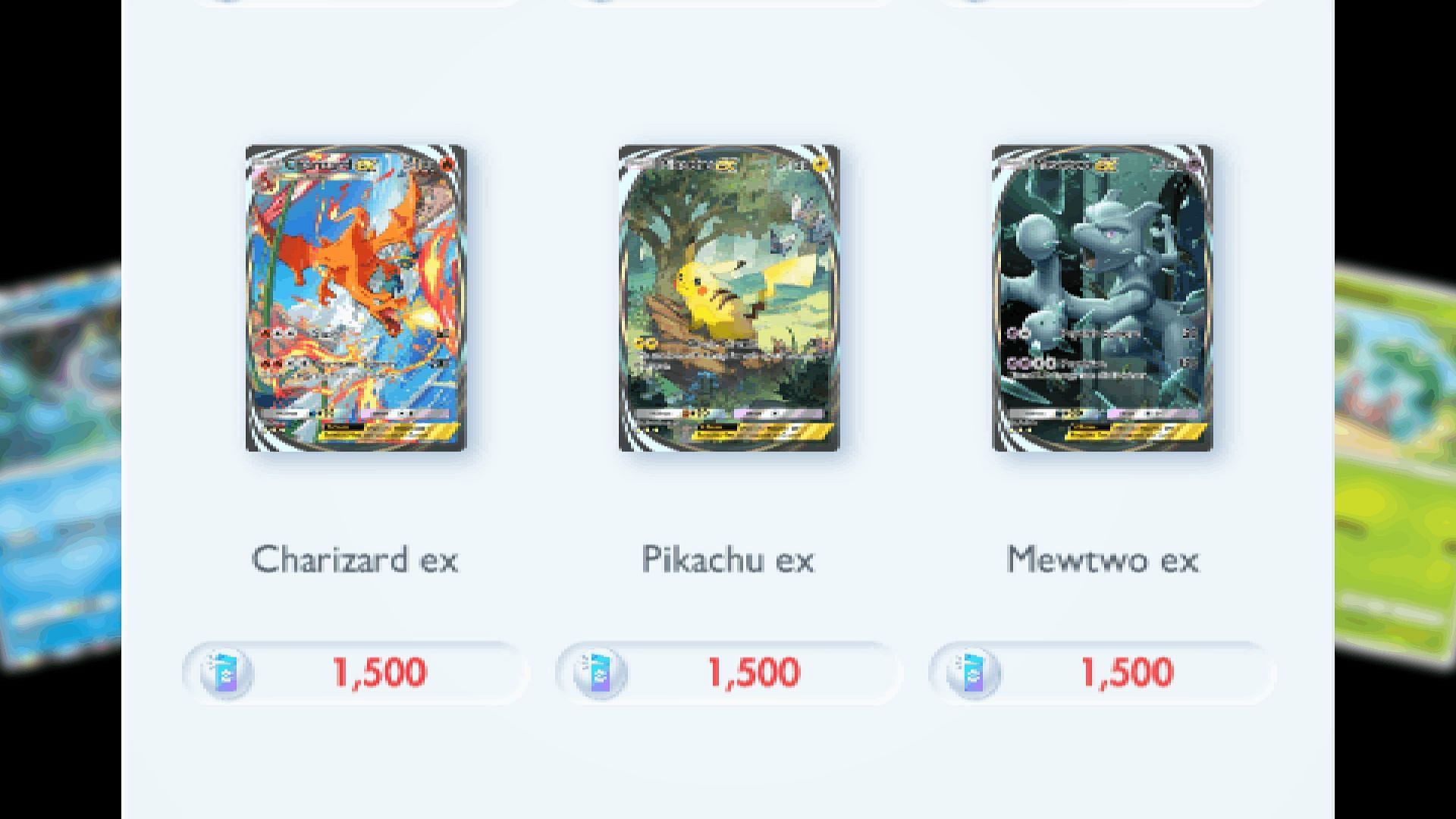 Immersive Cards and their Pack Points Exchange Cost (Image via The Pokemon Company)