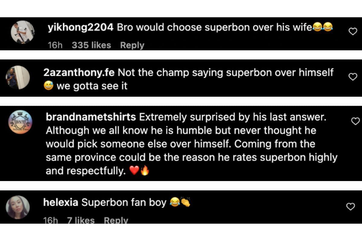 Screenshot of fans&#039; comments